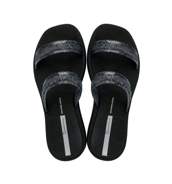 IPANEMA GLOW TRENDY SLIDE AD - Preto/Glitter/Prata