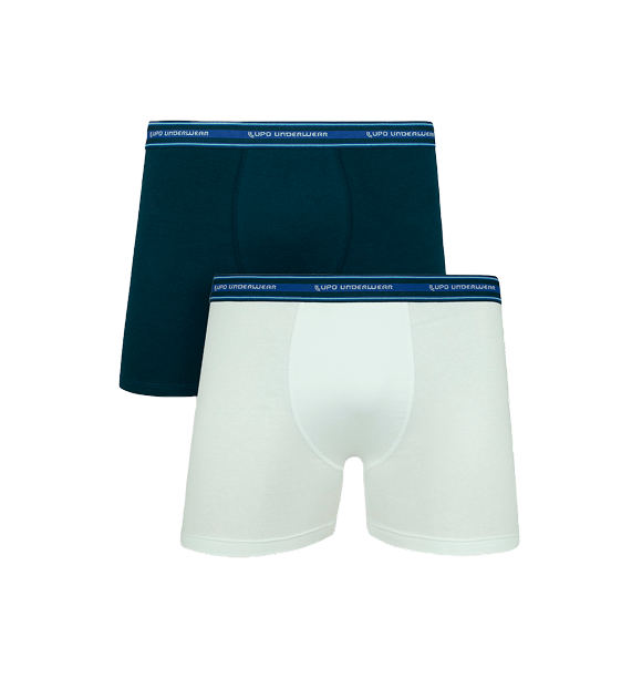 KIT BOXER LUPO ALGODÃO C/ELASTANO AD - Branco/Marinho