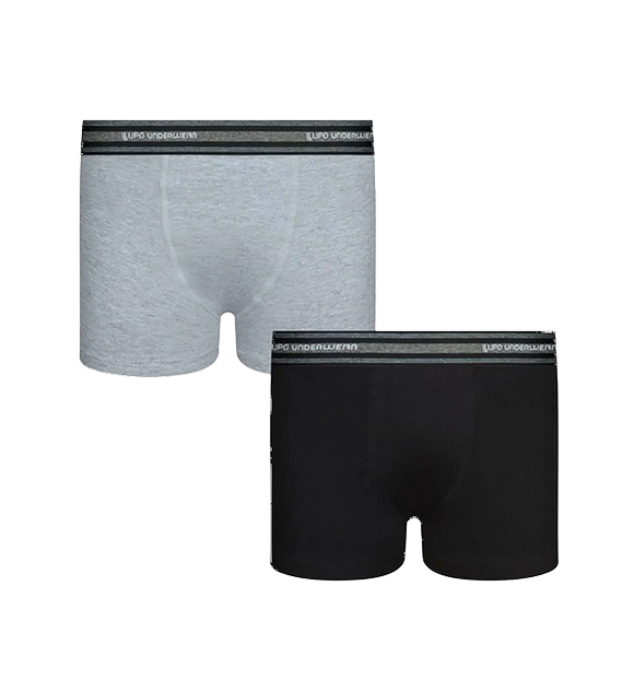 KIT BOXER LUPO ALGODÃO C/ELASTANO AD - Cinza/Preto