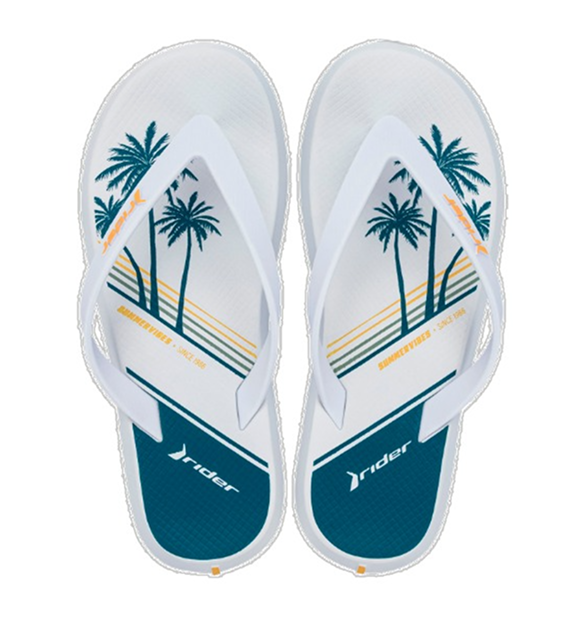 Chinelo Rider R1 Style Dedo Ad - Branco/Verde/Laranja