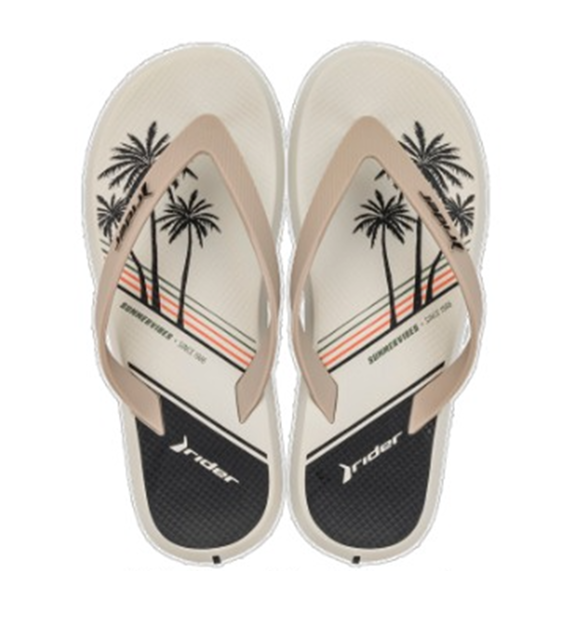 Chinelo Rider R1 Style Dedo Ad - Bege/Verde/Laranja