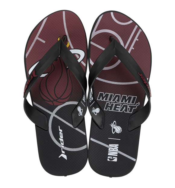 Chinelo Rider Feel NBA Dedo Masculino Ad - Preto/Vinho/Branco